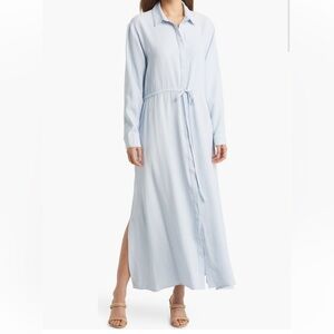 Light Blue Maxi Shirt Dress